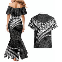 Hawaii Lauhala Tattoo Couples Matching Mermaid Dress and Hawaiian Shirt Hawaiian Hala Leaf Weaving