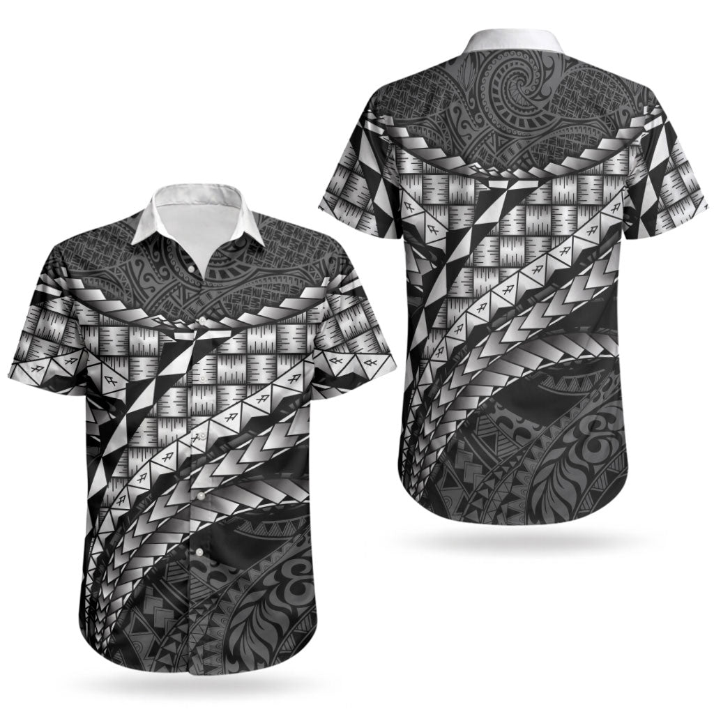 Hawaii Lauhala Tattoo Couples Matching Off Shoulder Short Dress and Hawaiian Shirt Hawaiian Hala Leaf Weaving LT14 - Polynesian Pride