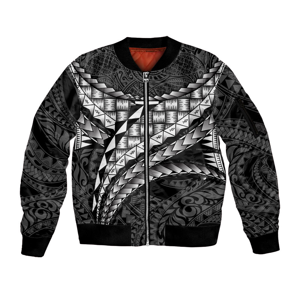 Hawaii Lauhala Tattoo Sleeve Zip Bomber Jacket Hawaiian Hala Leaf Weaving