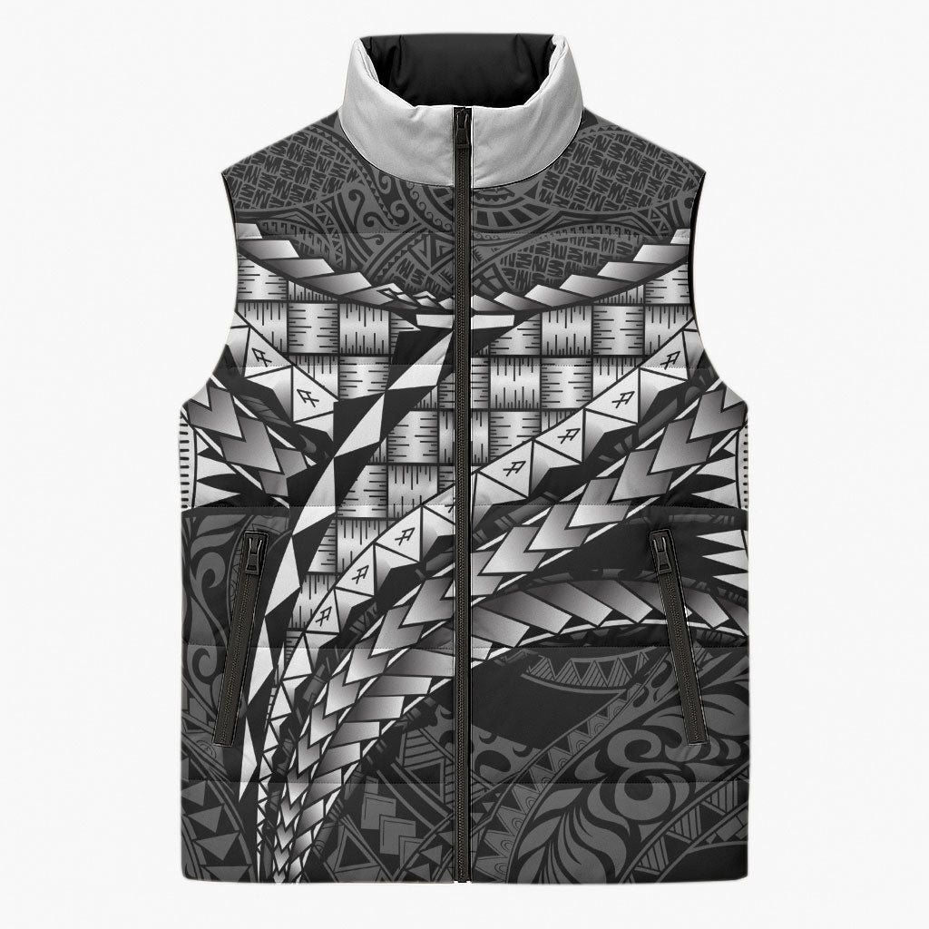 Hawaii Lauhala Tattoo Sleeveless Puffer Jacket Hawaiian Hala Leaf Weaving