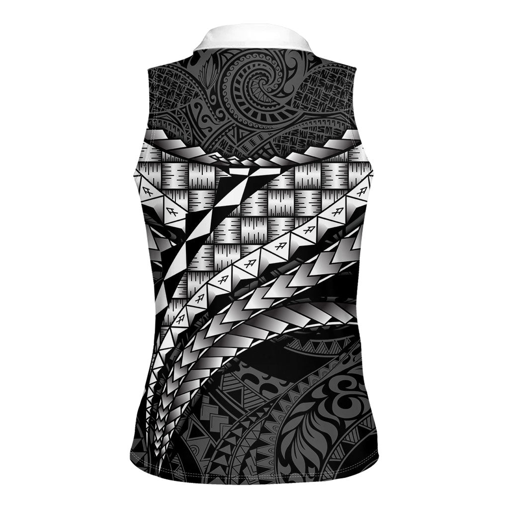 Hawaii Lauhala Tattoo Women Sleeveless Polo Shirt Hawaiian Hala Leaf Weaving