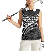 Hawaii Lauhala Tattoo Women Sleeveless Polo Shirt Hawaiian Hala Leaf Weaving