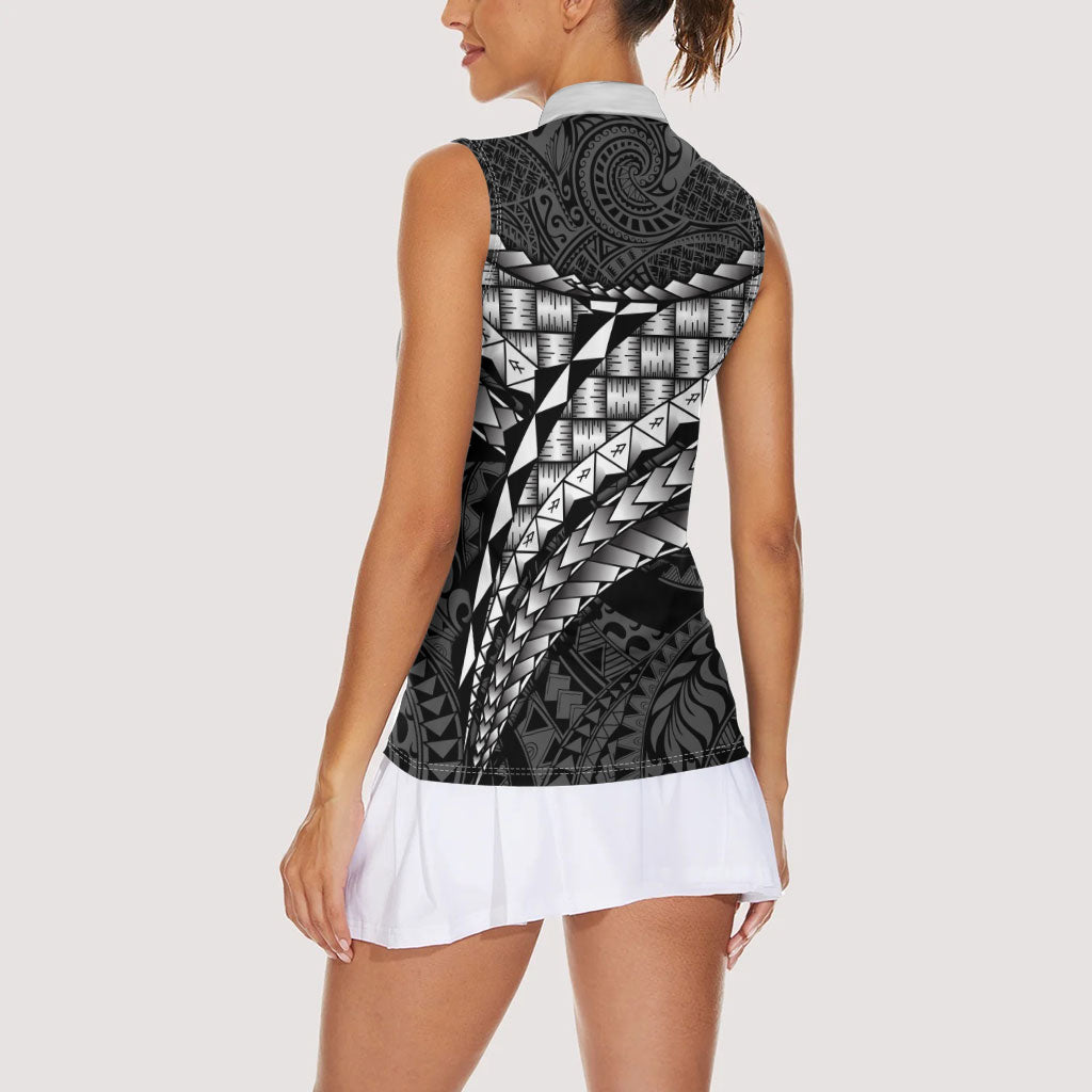 Hawaii Lauhala Tattoo Women Sleeveless Polo Shirt Hawaiian Hala Leaf Weaving