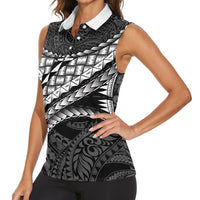 Hawaii Lauhala Tattoo Women Sleeveless Polo Shirt Hawaiian Hala Leaf Weaving
