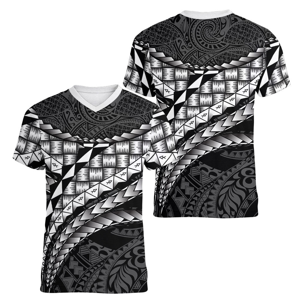 Hawaii Lauhala Tattoo Women V-Neck T-Shirt Hawaiian Hala Leaf Weaving