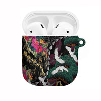 Hawaiian and Japanese Culture AirPods Case Crane Sakura Hibiscus Tropical Vibes