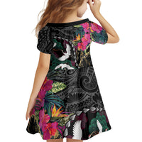 Hawaiian and Japanese Culture Family Matching Off Shoulder Short Dress and Hawaiian Shirt Crane Sakura Hibiscus Tropical Vibes