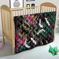 Hawaiian and Japanese Culture Quilt Crane Sakura Hibiscus Tropical Vibes