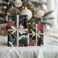 Hawaiian and Japanese Culture Wrapping Paper Crane Sakura Hibiscus Tropical Vibes