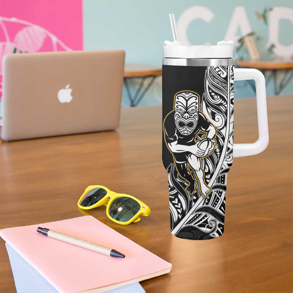 New Zealand Silver Fern Rugby Tumbler With Handle All Black Maori Version Black