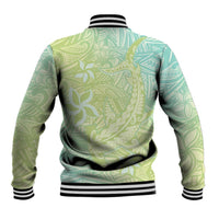 Baby Green Gradient Polynesia Baseball Jacket Hawaiian Tribal Hammerhead Shark Tattoo