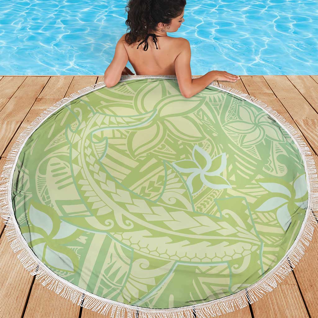 Baby Green Gradient Polynesia Beach Blanket Hawaiian Tribal Hammerhead Shark Tattoo