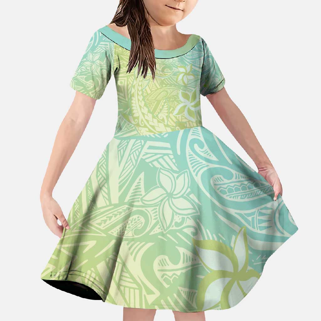 Baby Green Gradient Polynesia Family Matching Mermaid Dress and Hawaiian Shirt Hawaiian Tribal Hammerhead Shark Tattoo