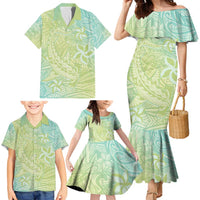 Baby Green Gradient Polynesia Family Matching Mermaid Dress and Hawaiian Shirt Hawaiian Tribal Hammerhead Shark Tattoo