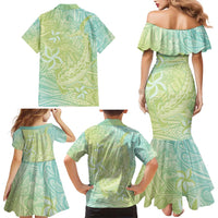 Baby Green Gradient Polynesia Family Matching Mermaid Dress and Hawaiian Shirt Hawaiian Tribal Hammerhead Shark Tattoo