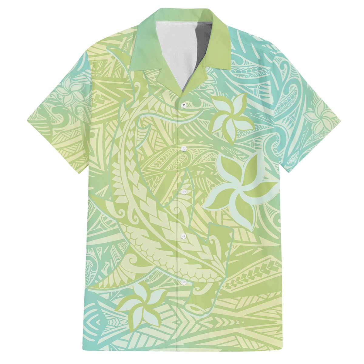 Baby Green Gradient Polynesia Family Matching Puletasi and Hawaiian Shirt Hawaiian Tribal Hammerhead Shark Tattoo