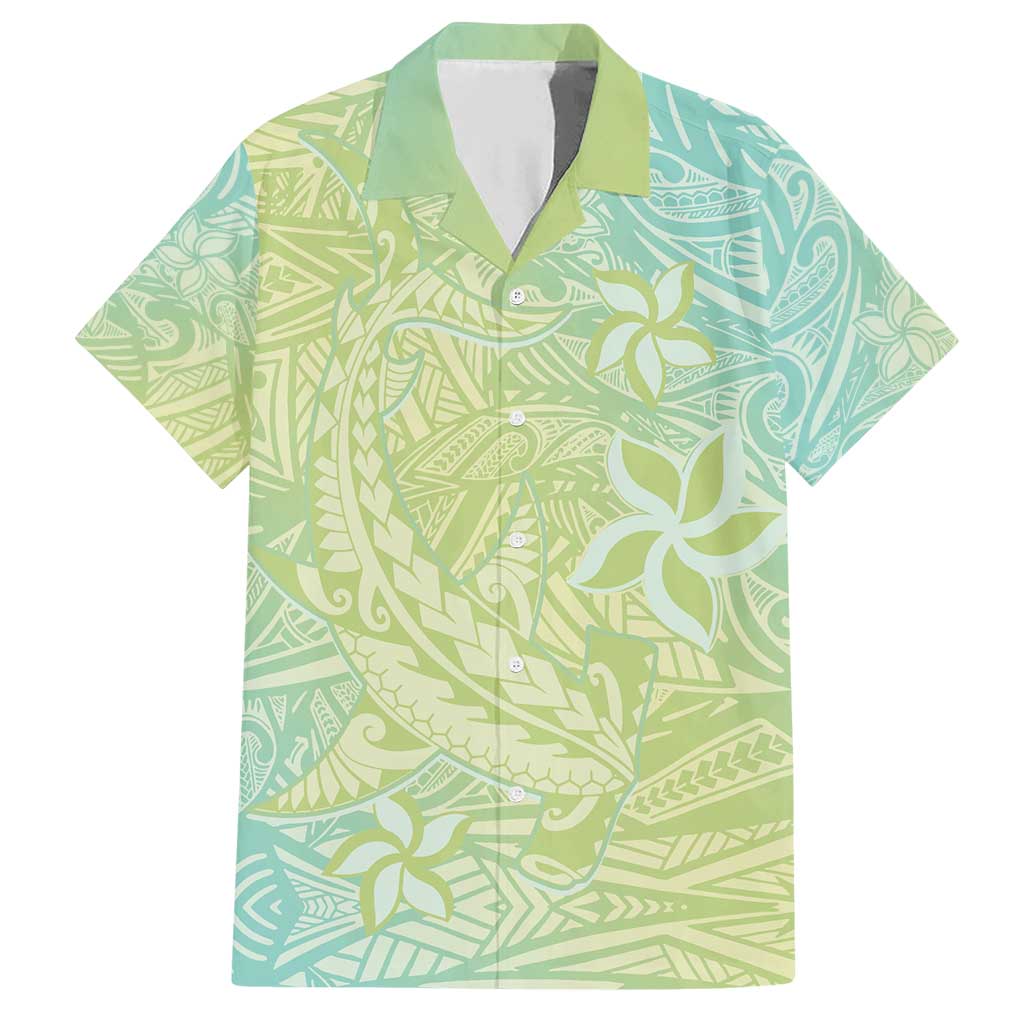 Baby Green Gradient Polynesia Family Matching Short Sleeve Bodycon Dress and Hawaiian Shirt Hawaiian Tribal Hammerhead Shark Tattoo