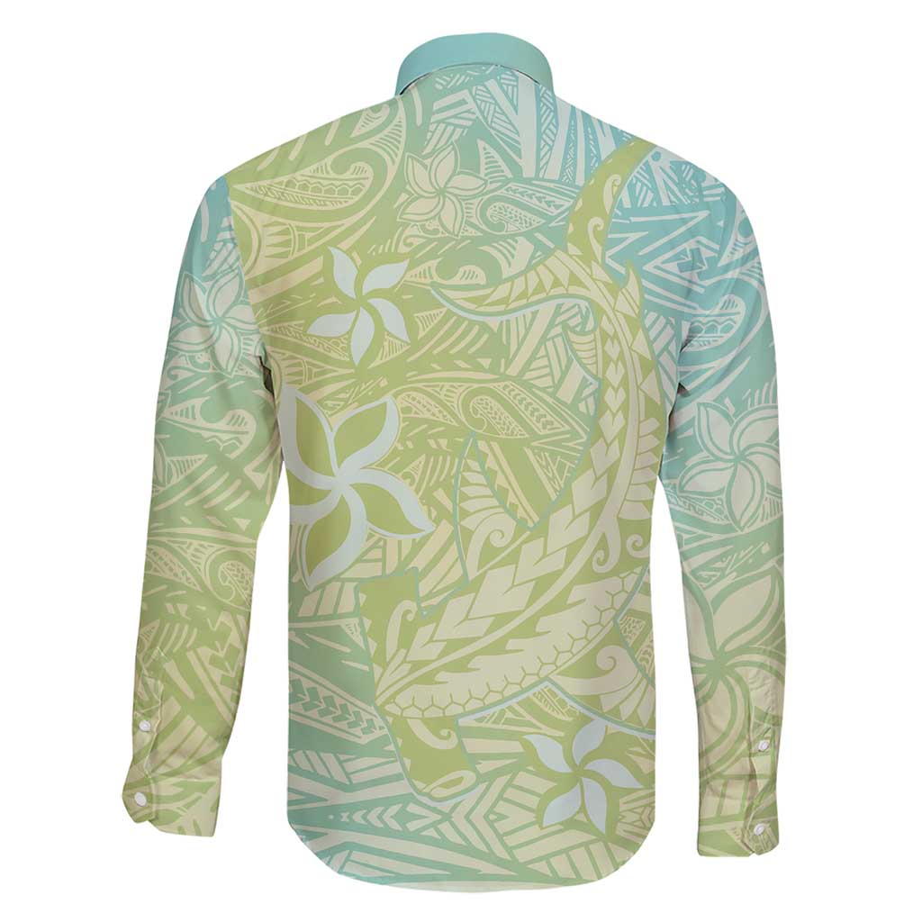 Baby Green Gradient Polynesia Family Matching Short Sleeve Bodycon Dress and Hawaiian Shirt Hawaiian Tribal Hammerhead Shark Tattoo