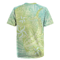 Baby Green Gradient Polynesia Rugby Jersey Hawaiian Tribal Hammerhead Shark Tattoo
