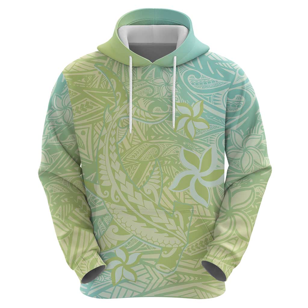 Baby Green Gradient Polynesia Zip Hoodie Hawaiian Tribal Hammerhead Shark Tattoo