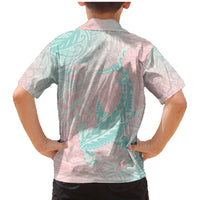 Baby Pink Gradient Polynesia Family Matching Mermaid Dress and Hawaiian Shirt Hawaiian Tribal Hammerhead Shark Tattoo