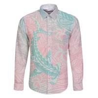 Baby Pink Gradient Polynesia Family Matching Mermaid Dress and Hawaiian Shirt Hawaiian Tribal Hammerhead Shark Tattoo