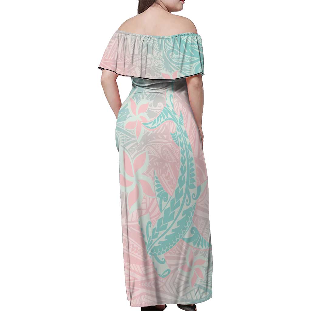 Baby Pink Gradient Polynesia Family Matching Off Shoulder Maxi Dress and Hawaiian Shirt Hawaiian Tribal Hammerhead Shark Tattoo