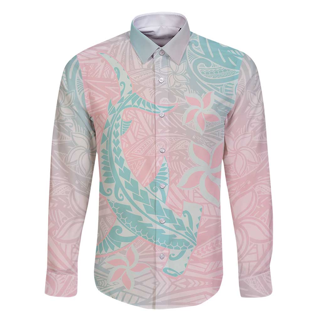 Baby Pink Gradient Polynesia Family Matching Summer Maxi Dress and Hawaiian Shirt Hawaiian Tribal Hammerhead Shark Tattoo