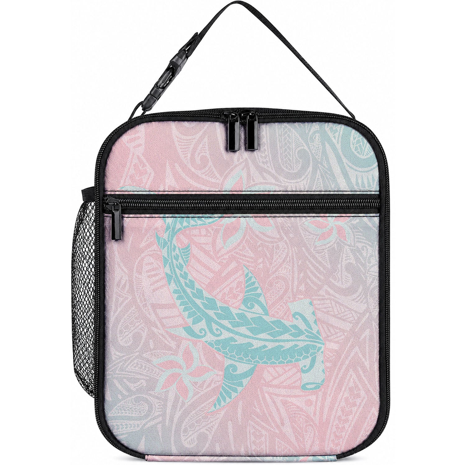 Baby Pink Gradient Polynesia Lunch Bag Hawaiian Tribal Hammerhead Shark Tattoo LT14 10.2 × 8.3 × 4.3 inch Baby Pink - Polynesian Pride