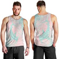 Baby Pink Gradient Polynesia Men Tank Top Hawaiian Tribal Hammerhead Shark Tattoo