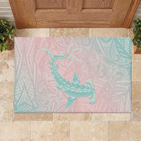 Baby Pink Gradient Polynesia Rubber Doormat Hawaiian Tribal Hammerhead Shark Tattoo