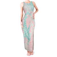 Baby Pink Gradient Polynesia Tank Maxi Dress Hawaiian Tribal Hammerhead Shark Tattoo