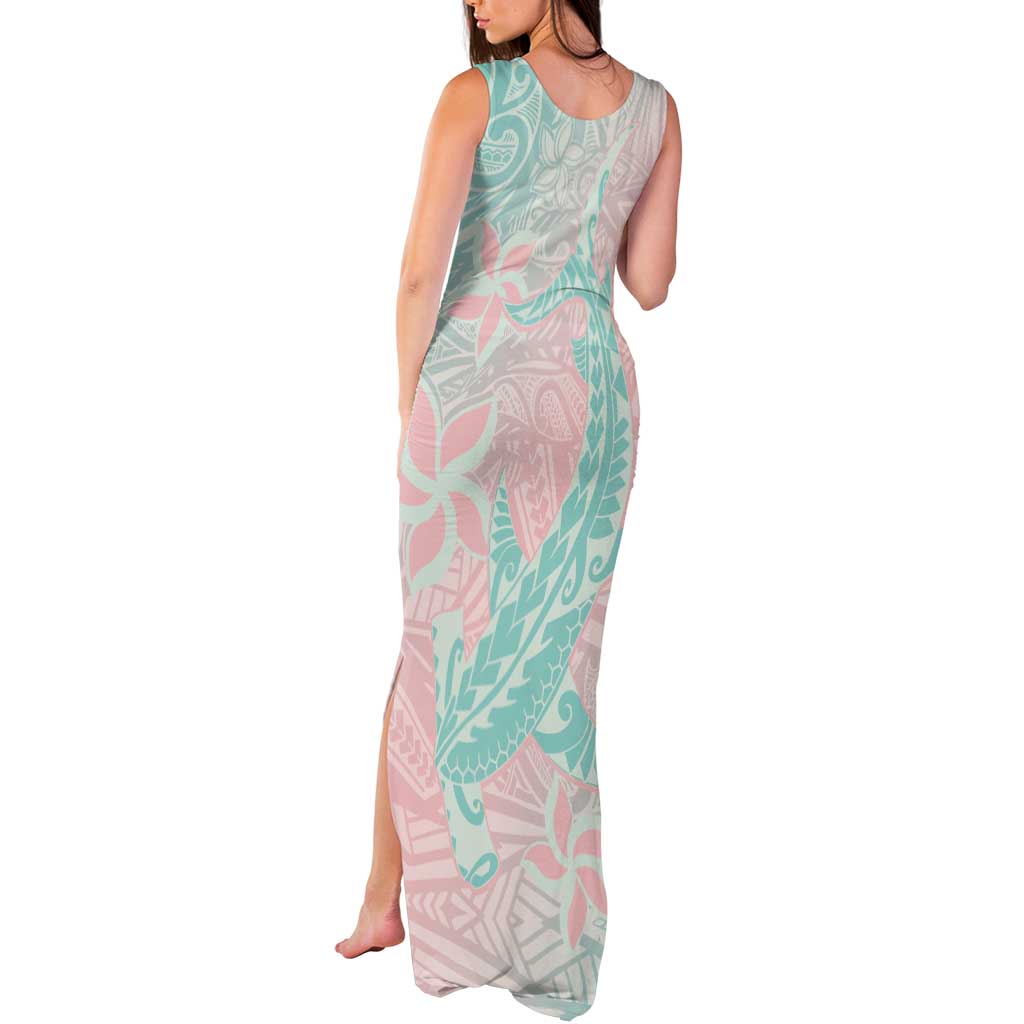 Baby Pink Gradient Polynesia Tank Maxi Dress Hawaiian Tribal Hammerhead Shark Tattoo