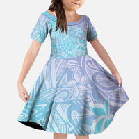 Baby Blue Gradient Polynesia Family Matching Mermaid Dress and Hawaiian Shirt Hawaiian Tribal Hammerhead Shark Tattoo