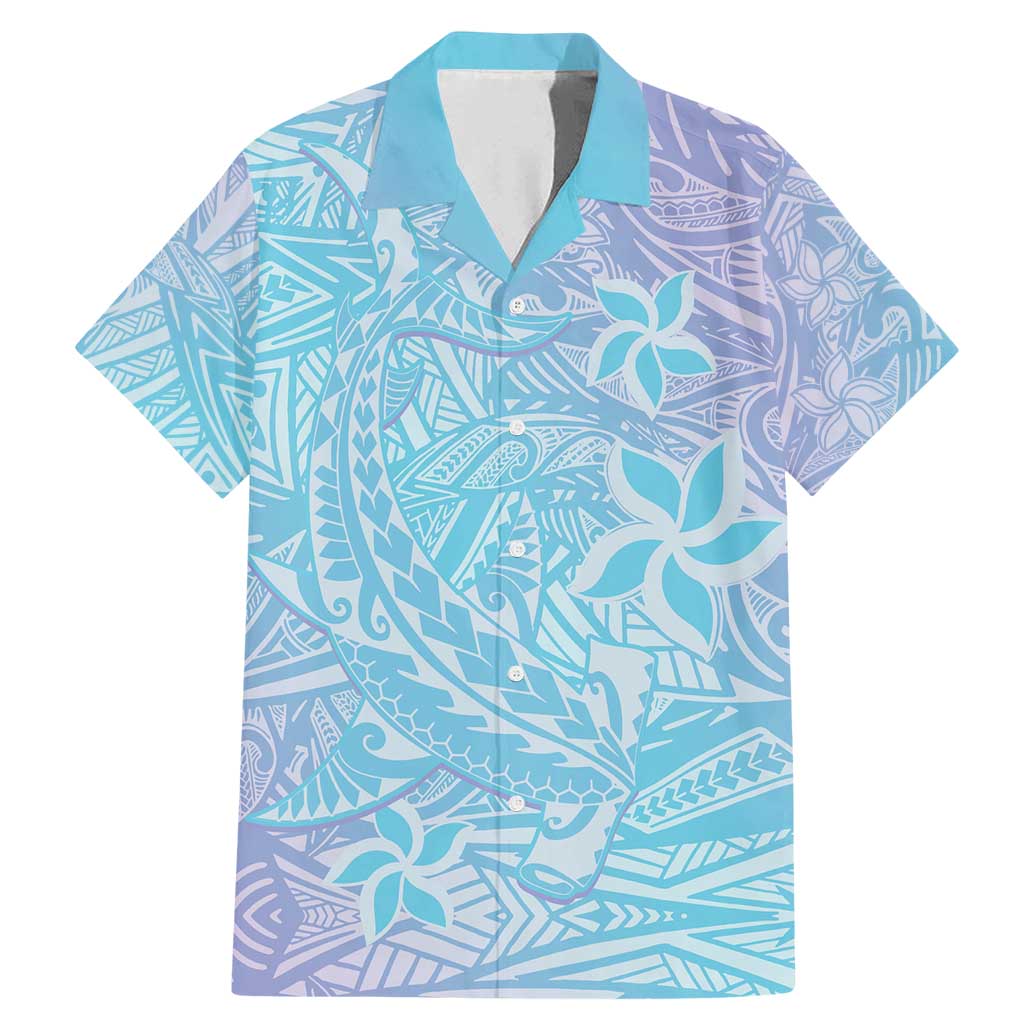 Baby Blue Gradient Polynesia Family Matching Mermaid Dress and Hawaiian Shirt Hawaiian Tribal Hammerhead Shark Tattoo