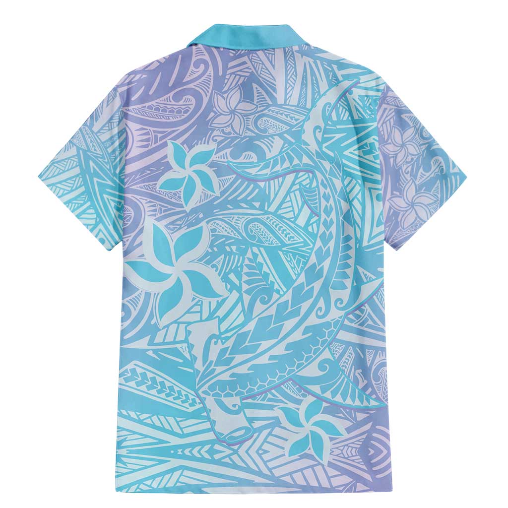 Baby Blue Gradient Polynesia Family Matching Mermaid Dress and Hawaiian Shirt Hawaiian Tribal Hammerhead Shark Tattoo
