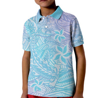 Baby Blue Gradient Polynesia Kid Polo Shirt Hawaiian Tribal Hammerhead Shark Tattoo LT14 Kid Baby Blue - Polynesian Pride