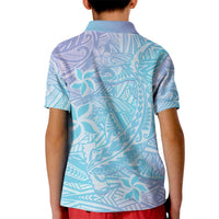 Baby Blue Gradient Polynesia Kid Polo Shirt Hawaiian Tribal Hammerhead Shark Tattoo LT14 - Polynesian Pride