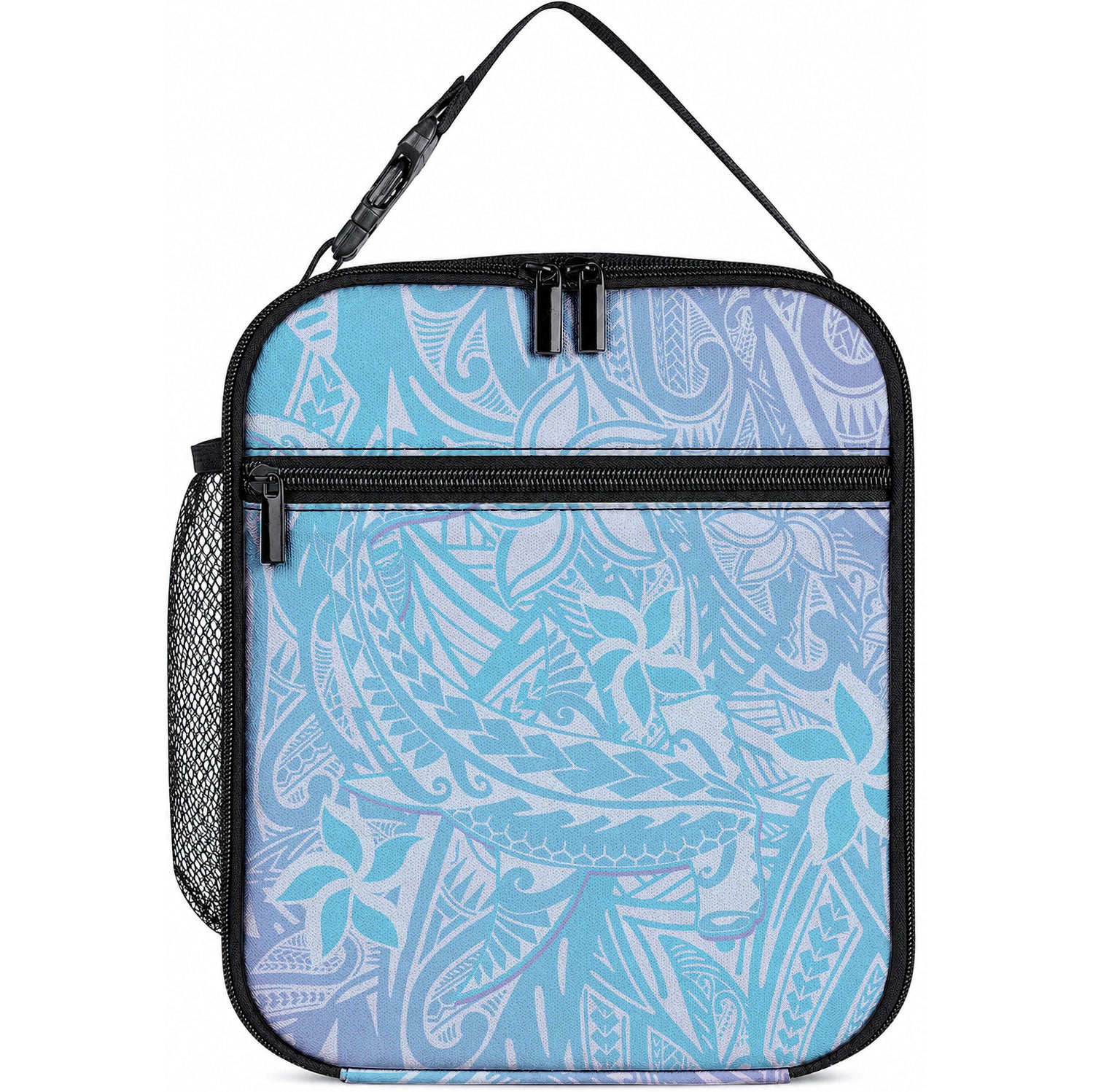 Baby Blue Gradient Polynesia Lunch Bag Hawaiian Tribal Hammerhead Shark Tattoo LT14 10.2 × 8.3 × 4.3 inch Baby Blue - Polynesian Pride