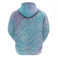 Baby Blue Gradient Polynesia Zip Hoodie Hawaiian Tribal Hammerhead Shark Tattoo