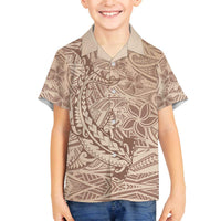 Pink Gradient Polynesia Family Matching Off Shoulder Short Dress and Hawaiian Shirt Hawaiian Tribal Hammerhead Shark Tattoo