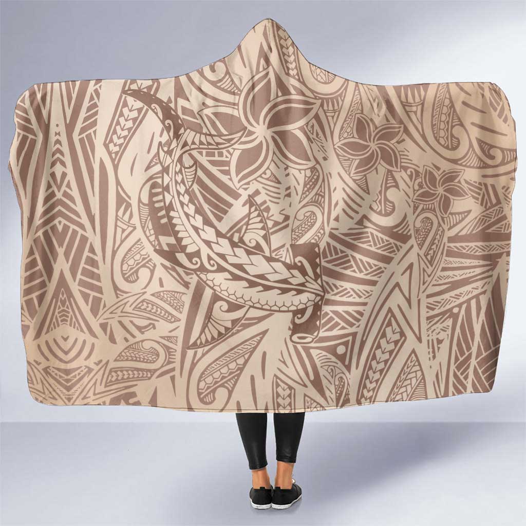 Pastel Brown Polynesia Hooded Blanket Hawaiian Tribal Hammerhead Shark Tattoo LT14 One Size Pastel Brown - Polynesian Pride