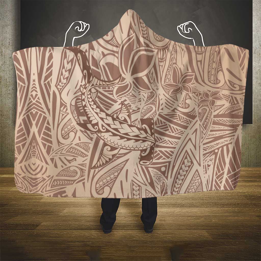 Pastel Brown Polynesia Hooded Blanket Hawaiian Tribal Hammerhead Shark Tattoo LT14 - Polynesian Pride