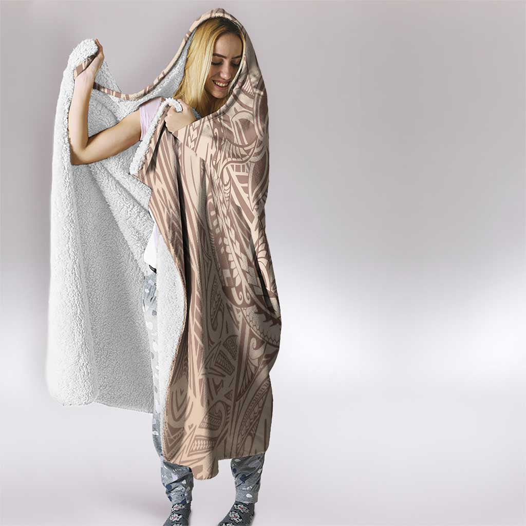 Pastel Brown Polynesia Hooded Blanket Hawaiian Tribal Hammerhead Shark Tattoo LT14 - Polynesian Pride