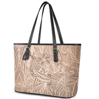 Pink Gradient Polynesia Leather Tote Bag Hawaiian Tribal Hammerhead Shark Tattoo