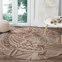 Pink Gradient Polynesia Round Carpet Hawaiian Tribal Hammerhead Shark Tattoo