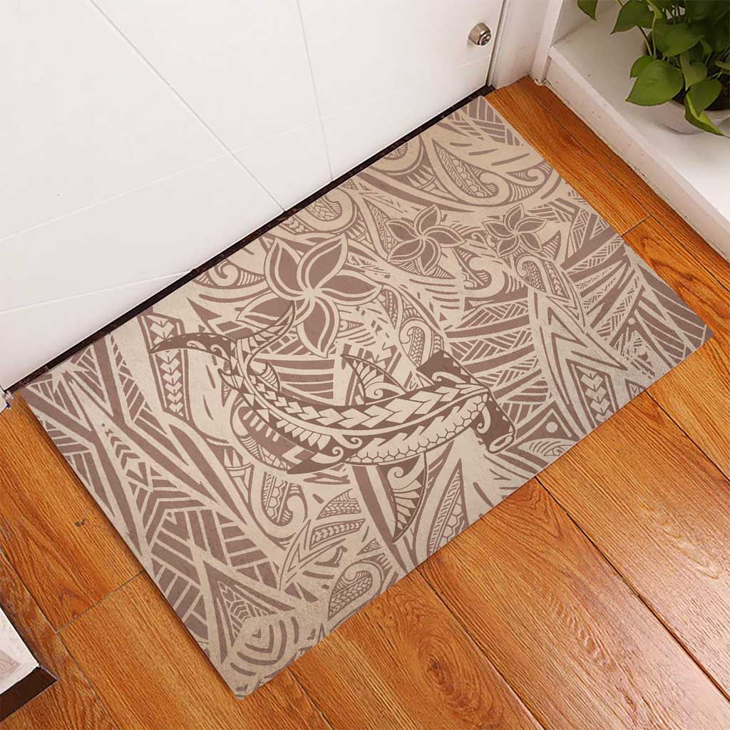 Pink Gradient Polynesia Rubber Doormat Hawaiian Tribal Hammerhead Shark Tattoo
