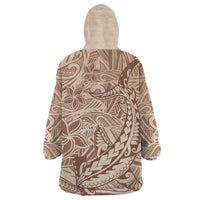 Pink Gradient Polynesia Wearable Blanket Hoodie Hawaiian Tribal Hammerhead Shark Tattoo