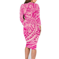 Beige Gradient Polynesia Family Matching Long Sleeve Bodycon Dress and Hawaiian Shirt Hawaiian Tribal Hammerhead Shark Tattoo