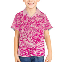Beige Gradient Polynesia Kid Hawaiian Shirt Hawaiian Tribal Hammerhead Shark Tattoo